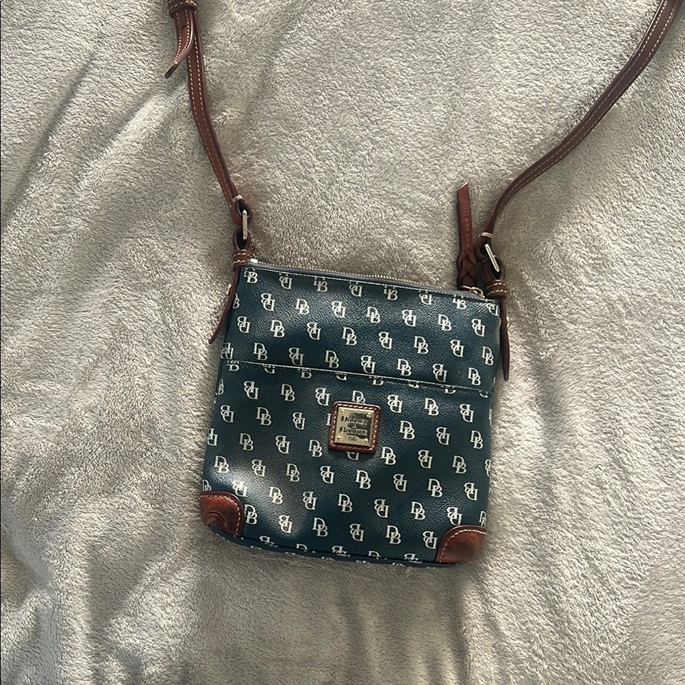 Dooney & Bourke Navy Crossbody with Brown Trim